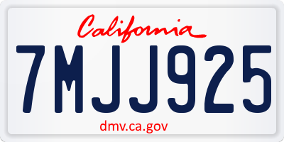 CA license plate 7MJJ925