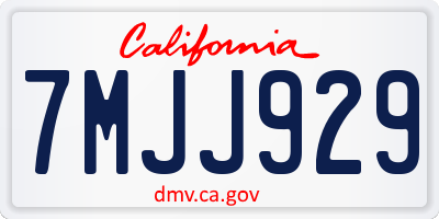 CA license plate 7MJJ929