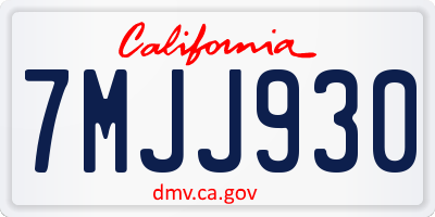 CA license plate 7MJJ930