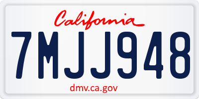 CA license plate 7MJJ948