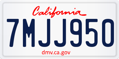 CA license plate 7MJJ950