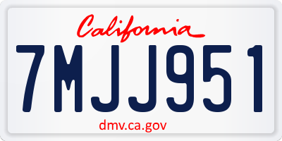 CA license plate 7MJJ951