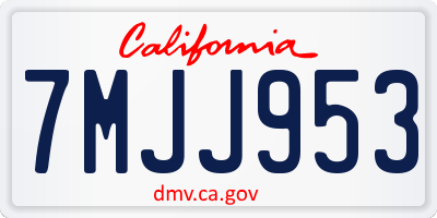 CA license plate 7MJJ953