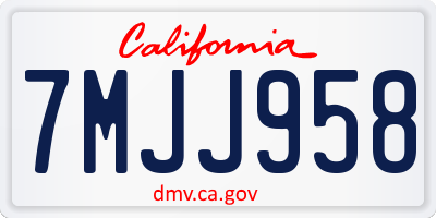 CA license plate 7MJJ958