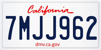 CA license plate 7MJJ962