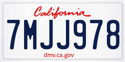 CA license plate 7MJJ978