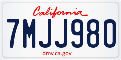CA license plate 7MJJ980