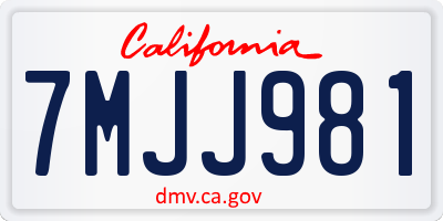 CA license plate 7MJJ981