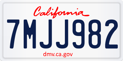CA license plate 7MJJ982