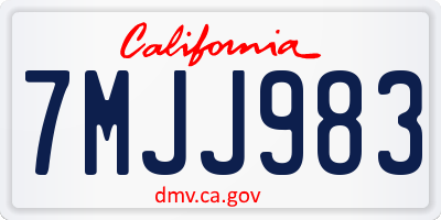 CA license plate 7MJJ983