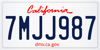 CA license plate 7MJJ987