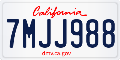 CA license plate 7MJJ988