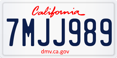 CA license plate 7MJJ989