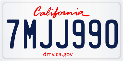 CA license plate 7MJJ990