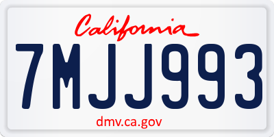 CA license plate 7MJJ993