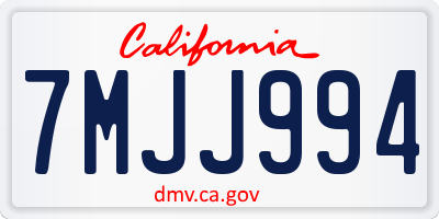 CA license plate 7MJJ994