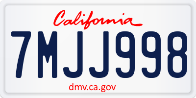 CA license plate 7MJJ998