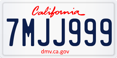 CA license plate 7MJJ999