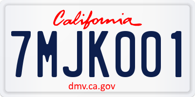 CA license plate 7MJK001