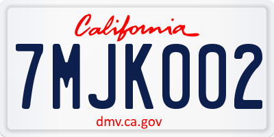 CA license plate 7MJK002