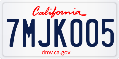 CA license plate 7MJK005