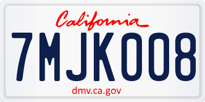 CA license plate 7MJK008