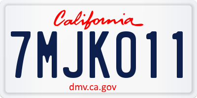 CA license plate 7MJK011