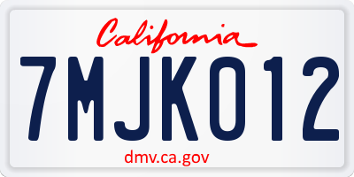 CA license plate 7MJK012