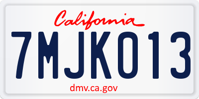 CA license plate 7MJK013