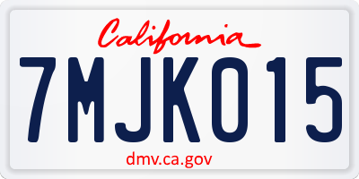 CA license plate 7MJK015