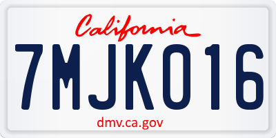 CA license plate 7MJK016