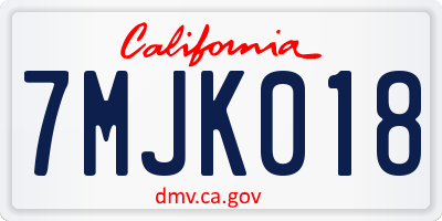 CA license plate 7MJK018