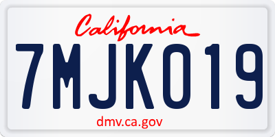 CA license plate 7MJK019