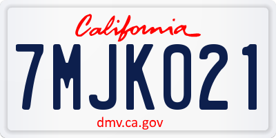CA license plate 7MJK021