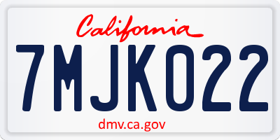 CA license plate 7MJK022