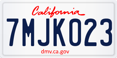 CA license plate 7MJK023