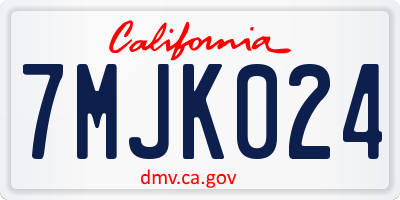 CA license plate 7MJK024