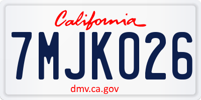 CA license plate 7MJK026