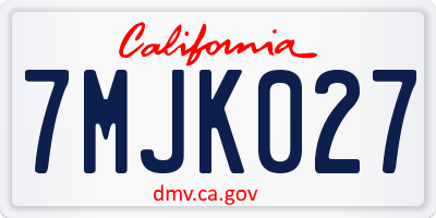 CA license plate 7MJK027