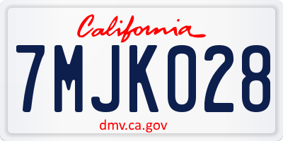 CA license plate 7MJK028