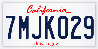 CA license plate 7MJK029