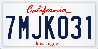 CA license plate 7MJK031