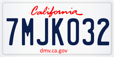 CA license plate 7MJK032