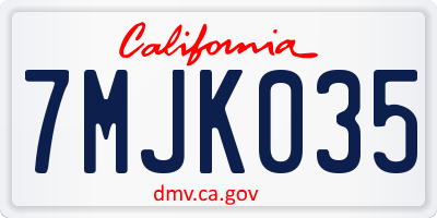 CA license plate 7MJK035