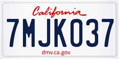 CA license plate 7MJK037