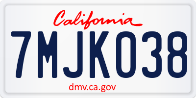 CA license plate 7MJK038