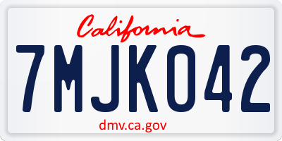 CA license plate 7MJK042