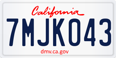 CA license plate 7MJK043