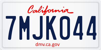 CA license plate 7MJK044