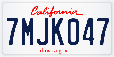 CA license plate 7MJK047